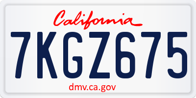 CA license plate 7KGZ675