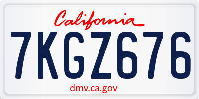CA license plate 7KGZ676