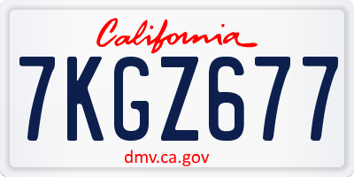 CA license plate 7KGZ677