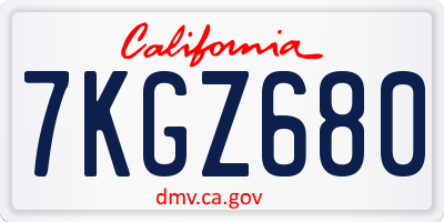 CA license plate 7KGZ680