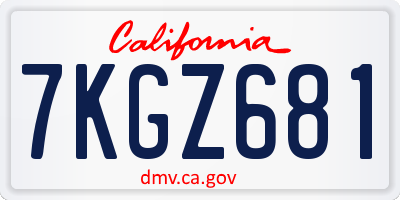 CA license plate 7KGZ681