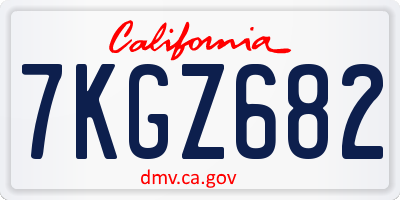 CA license plate 7KGZ682