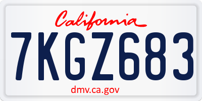 CA license plate 7KGZ683