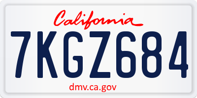 CA license plate 7KGZ684