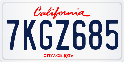 CA license plate 7KGZ685