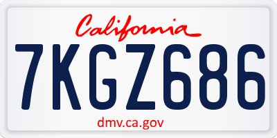 CA license plate 7KGZ686