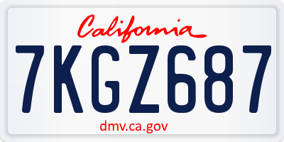 CA license plate 7KGZ687