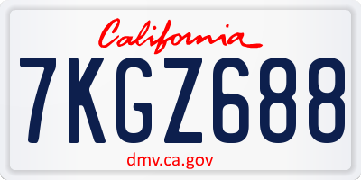 CA license plate 7KGZ688