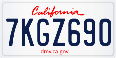 CA license plate 7KGZ690