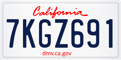 CA license plate 7KGZ691