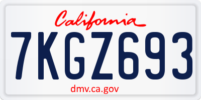CA license plate 7KGZ693