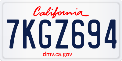 CA license plate 7KGZ694