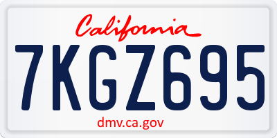 CA license plate 7KGZ695