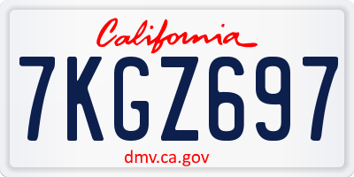 CA license plate 7KGZ697