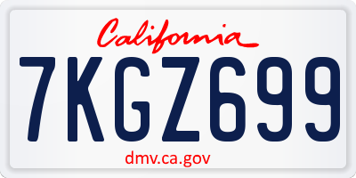 CA license plate 7KGZ699