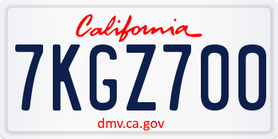 CA license plate 7KGZ700