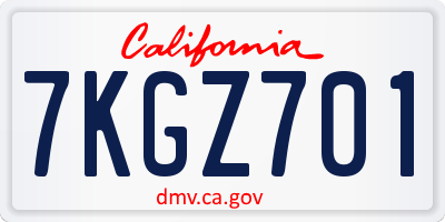 CA license plate 7KGZ701