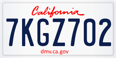 CA license plate 7KGZ702