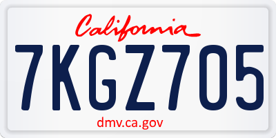 CA license plate 7KGZ705