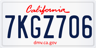 CA license plate 7KGZ706