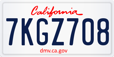 CA license plate 7KGZ708