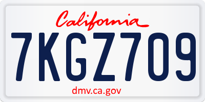 CA license plate 7KGZ709
