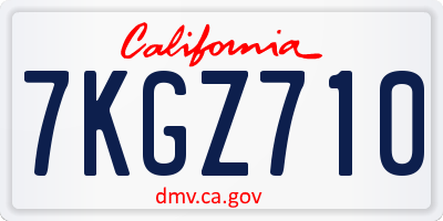 CA license plate 7KGZ710