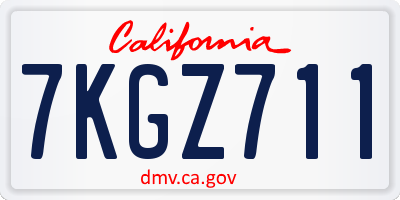 CA license plate 7KGZ711