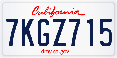 CA license plate 7KGZ715