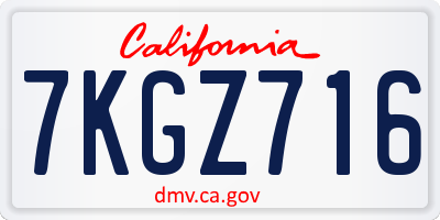 CA license plate 7KGZ716