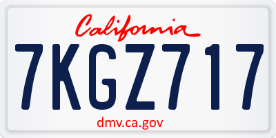 CA license plate 7KGZ717