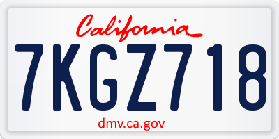 CA license plate 7KGZ718