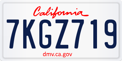 CA license plate 7KGZ719