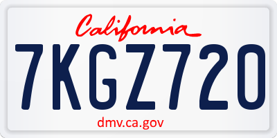 CA license plate 7KGZ720