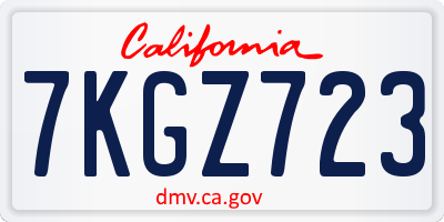 CA license plate 7KGZ723