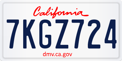 CA license plate 7KGZ724