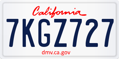CA license plate 7KGZ727