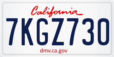 CA license plate 7KGZ730
