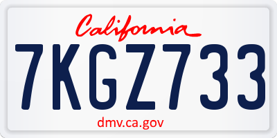 CA license plate 7KGZ733