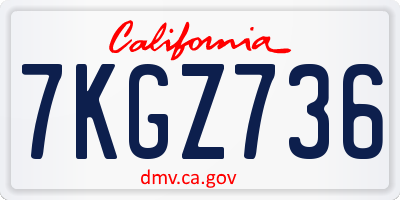 CA license plate 7KGZ736
