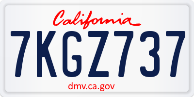 CA license plate 7KGZ737