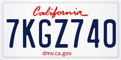 CA license plate 7KGZ740