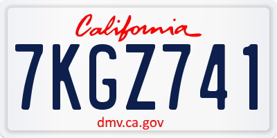 CA license plate 7KGZ741