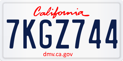 CA license plate 7KGZ744