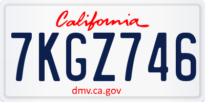 CA license plate 7KGZ746