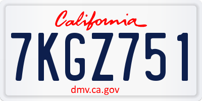 CA license plate 7KGZ751