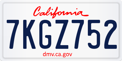 CA license plate 7KGZ752