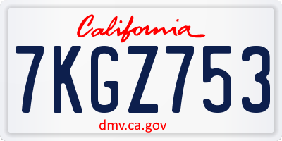 CA license plate 7KGZ753