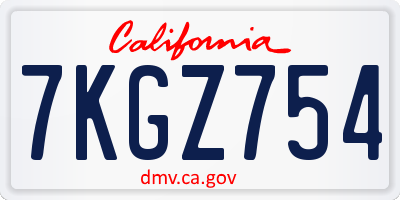 CA license plate 7KGZ754