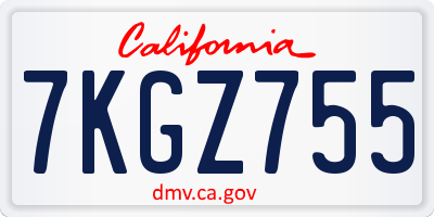 CA license plate 7KGZ755